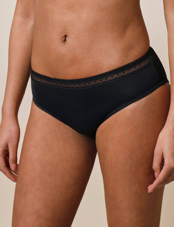 Culotte microfibre et tulle plumetis effet seconde peau forme midi Paia - lot de 2  (noir)