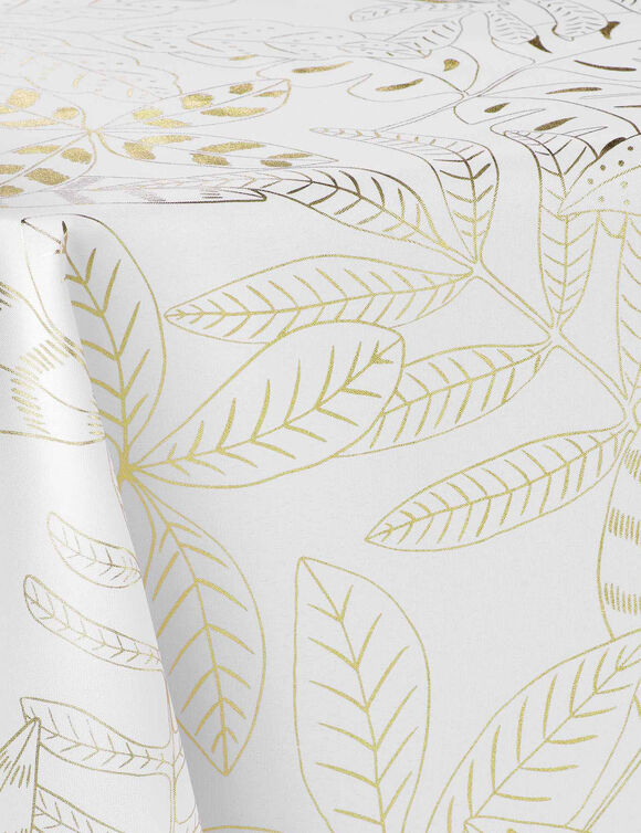 Nappe motif feuillage doré (blanc / doré)