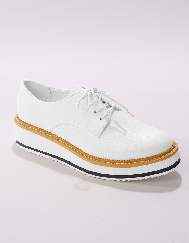Derbies compensés effet tissé (blanc)