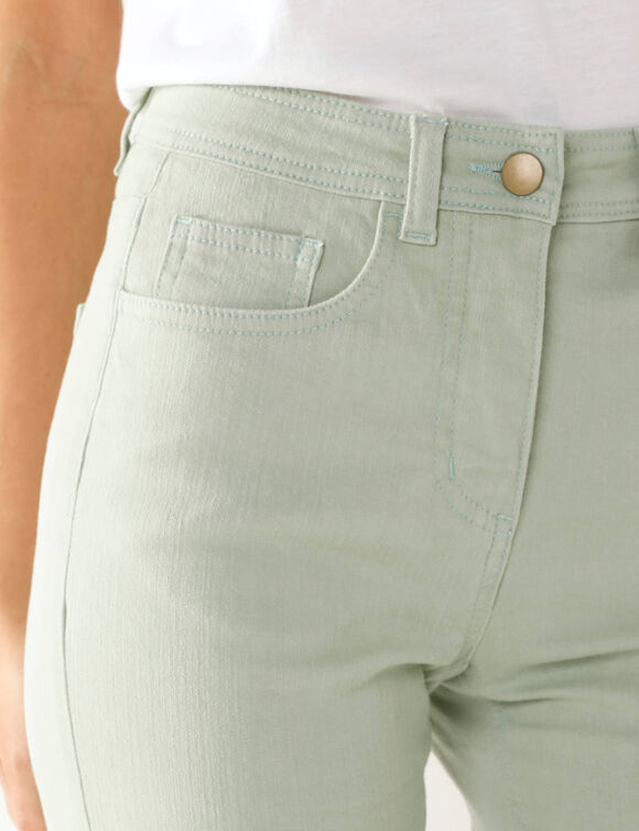 Pantalon droit sculptant, renfort gainant (vert grisé)