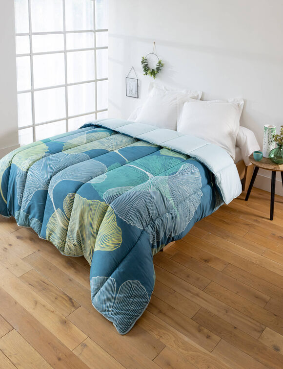 Dekbed in polyester met Gingko print - 400g/m2 (cederhout)
