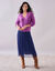 Effen rok in plissévoile, gerecycleerd polyester(1) - grote lengte (indigo)