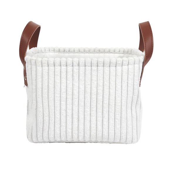 Panier de rangement tissu côtelé - lot de 3 (blanc)