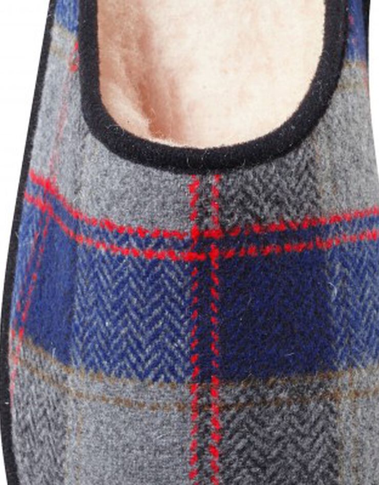 Mules homme silencieuses fourrées laine, carreaux marine Mules homme silencieuses fourrées laine, carreaux marine, hi-res image number 6