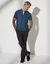Effen polo in piquétricot, met maokraagje en korte mouwen (eendenblauw)