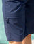 Bermuda met 3/4-elastische tailleband + bijpassende ceintuur (marineblauw)