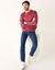 Sweater in molton met ronde hals (DONKERROZE)