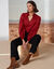 Blouse unie col montant, manches blousantes (bordeaux)