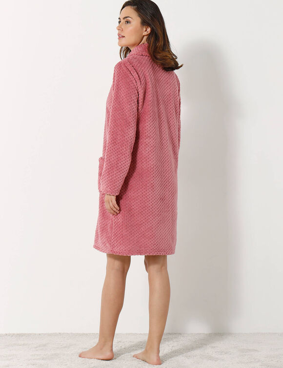 Robe de chambre maille polaire col châle - Longueur 95 cm (rose)