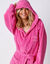 Badjas voor volwassenen, unisex, lusjesbadstof, personaliseerbaar (fuchsia)