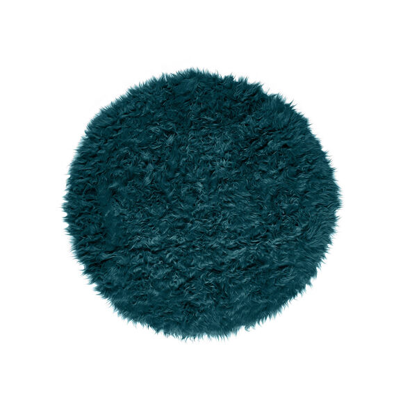 Tapis rond poils longs (&eacute;meraude)