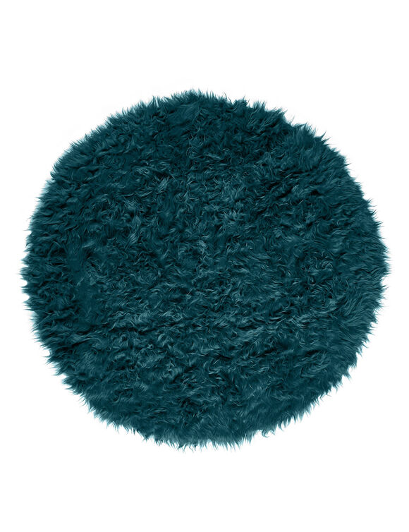 Rond tapijt met lange haren (smaragd)