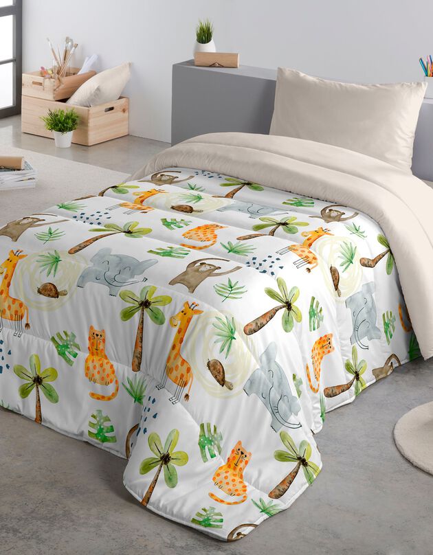 Dekbed voor kinderen, microvezel met girafprint - 200 g/m2 (wit / geel)