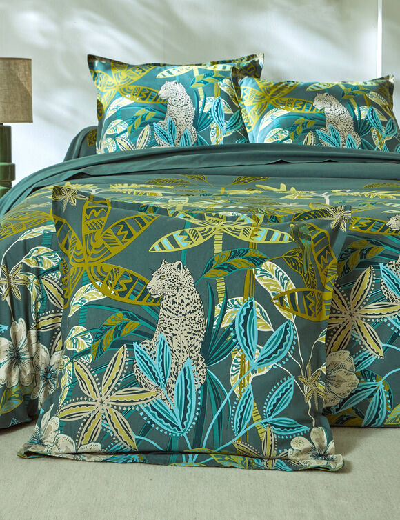 Linge de lit Gaia imprimé tropical - en coton (vert)