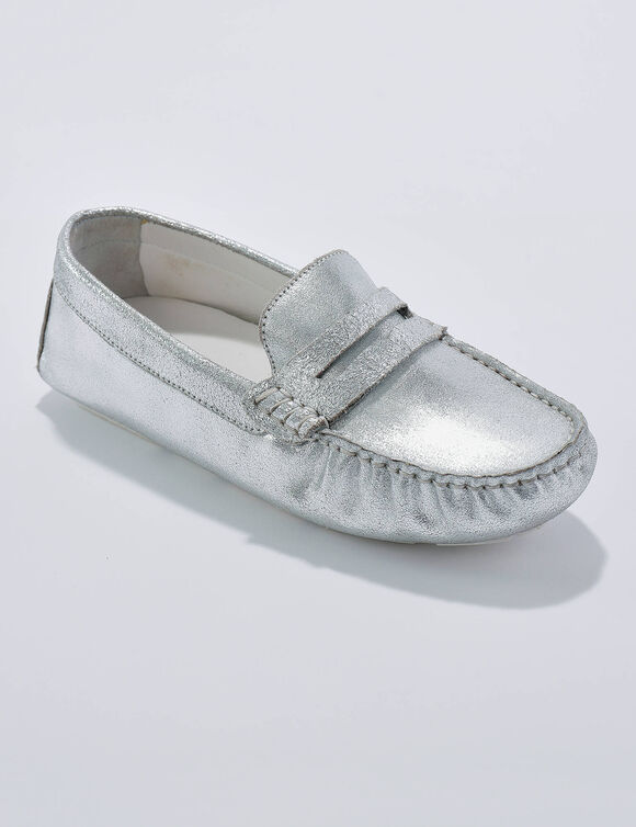 Mocassins in glad leer - zilverkleur (zilverkleurig)