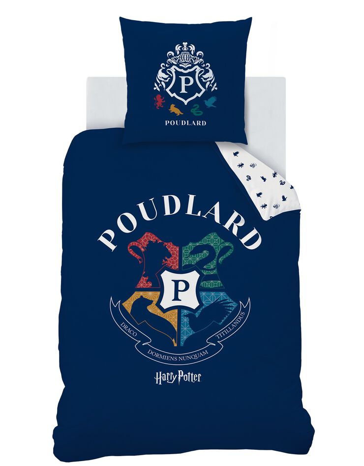 Parure de lit Blason Harry Potter® - coton (bleu marine)