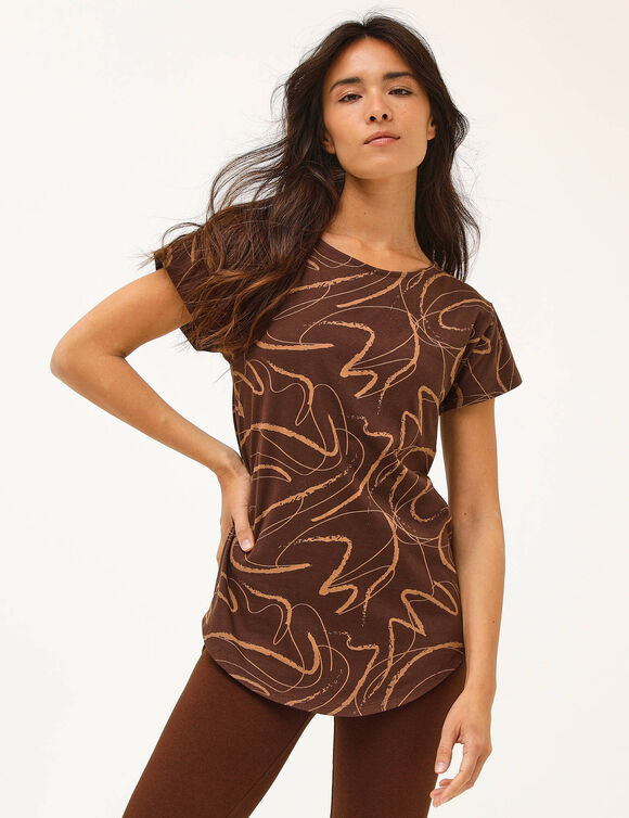 T-shirt manches courtes imprim&eacute; (chocolat / caramel)