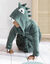 Kinderbadjas met dinosaurusmotief en kap, personaliseerbaar - 340 g/m² (eucalyptus)