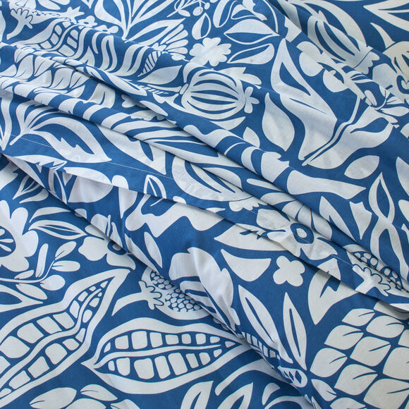 Bedlinnen Montego, in bedrukt katoen (blauw)