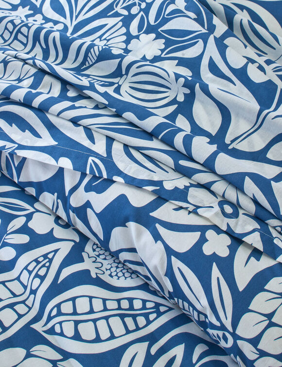 Bedlinnen Montego, in bedrukt katoen (blauw)