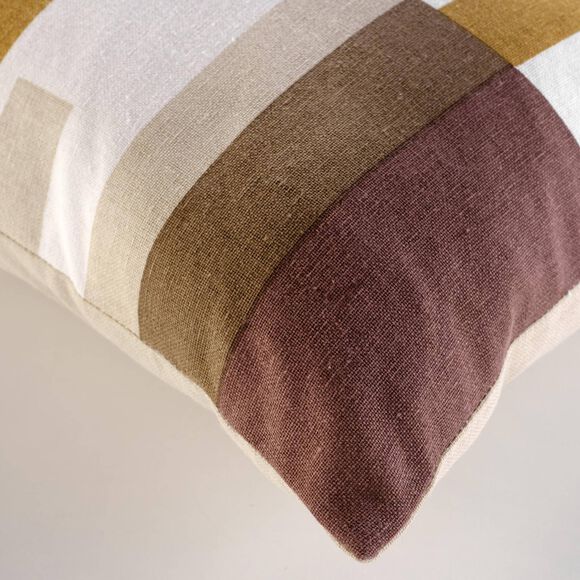 Coussin rectangulaire imprimé géométrique (caramel)