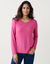 T-shirt uni col rond stretch (rose indien)
