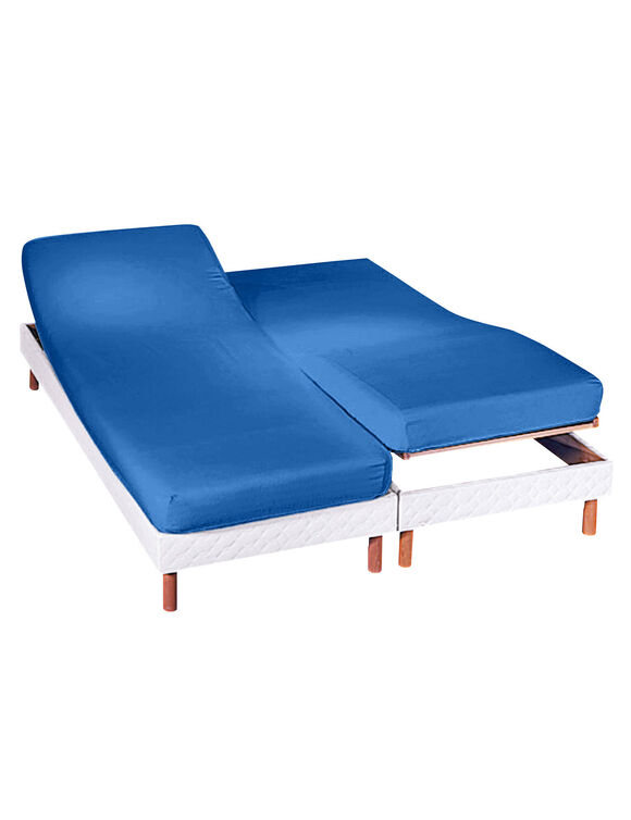 Drap-housse uni sommier articul&eacute; jersey bonnets 27 cm (oc&eacute;an)