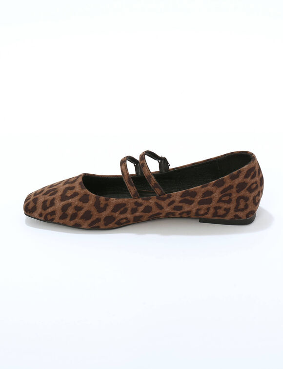 Platte ballerina's, luipaardmotief (bruin / zwart)