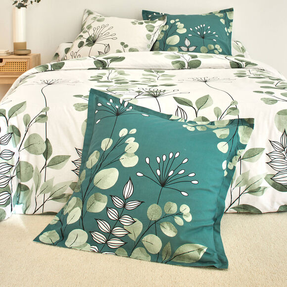Linge de lit Danae en coton imprimé (vert d'eau)