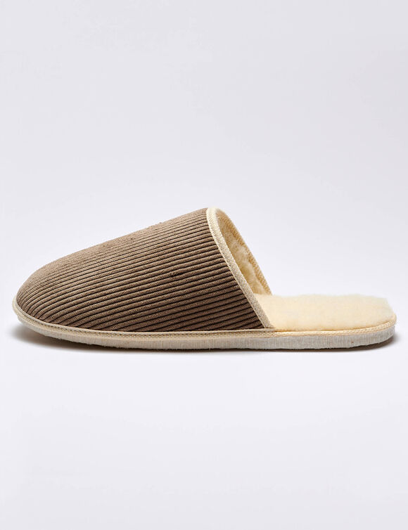 Stille muiltjes in velours met wolvoering (taupe)
