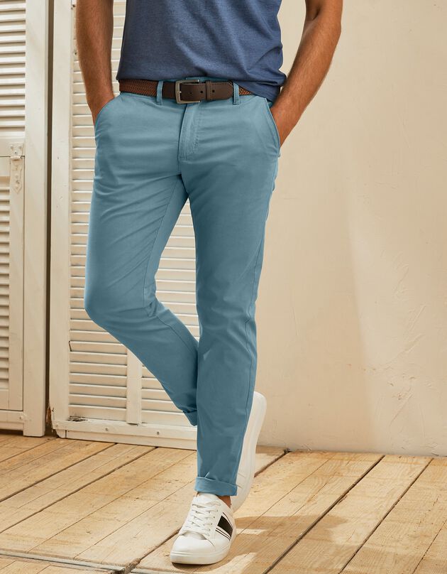 Pantalon chino toile sergé (bleu lagon)