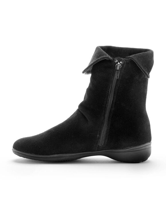 Boots fourr&eacute;es en cro&ucirc;te de cuir (noir)