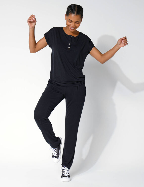 Pantalon maille fluide uni (noir)