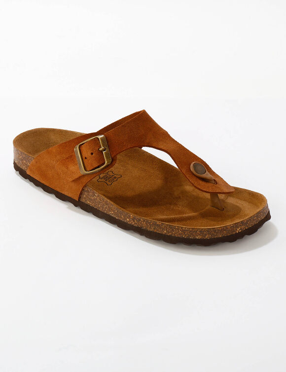Mule entredoigt croûte de cuir certifié LWG (marron)