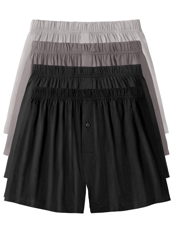 Caleçon flottant ouvert uni - lot de 4 (noir + gris)