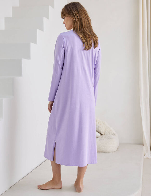 Chemise de nuit longue manches longues unie (parme)