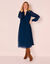 Robe unie mi longue, voile pliss&eacute; (bleu nuit)