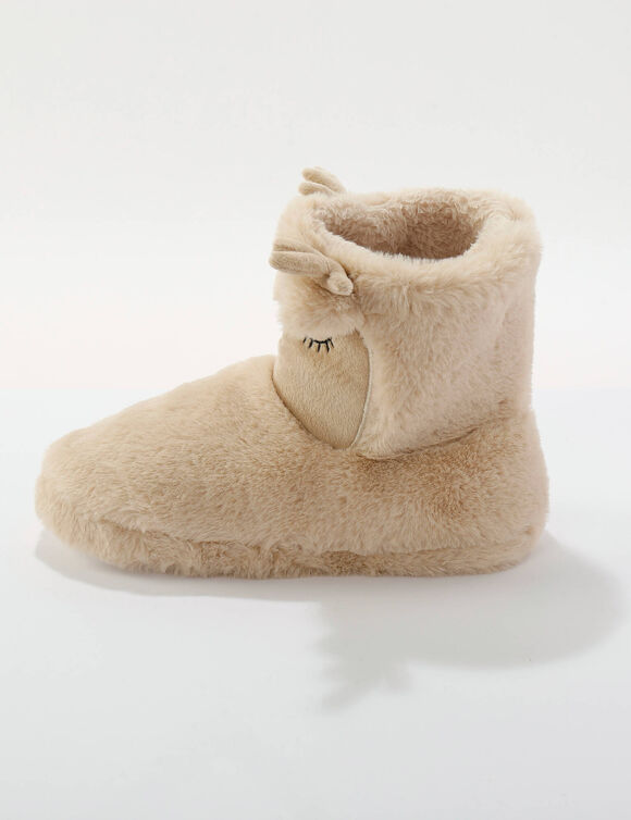 Chaussons bottillons rennes fourrés (beige)
