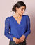 Blouse met geschulpte halslijn aan de rug en kanten mouwen (blauw)