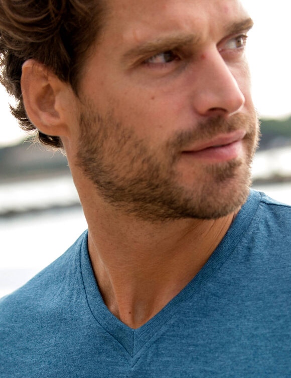 Tee-shirt col V manches courtes - lot de 3 (ch azur + tilleul + vert)