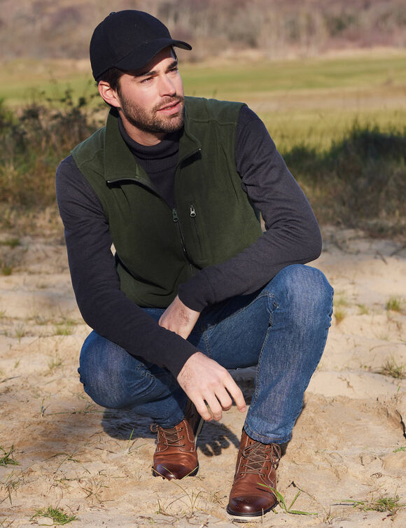 Blouson zippé maille micropolaire sans manches (kaki)