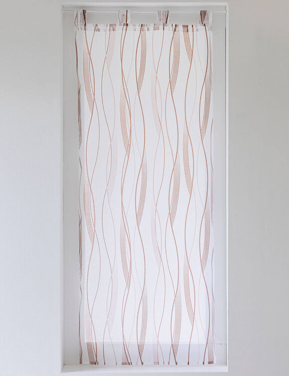 Vitrage voile imprimé vagues finition pattes (terracotta)