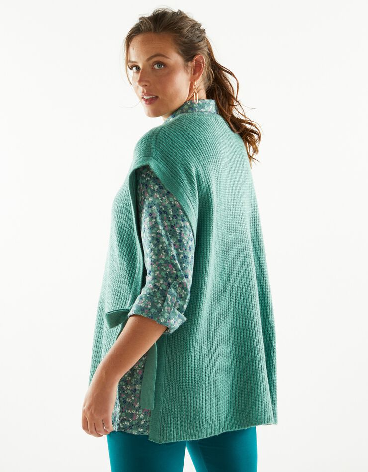 Pull tunique sans manches, maille anglaise toucher mohair (vert) Pull tunique sans manches, maille anglaise toucher mohair (vert)