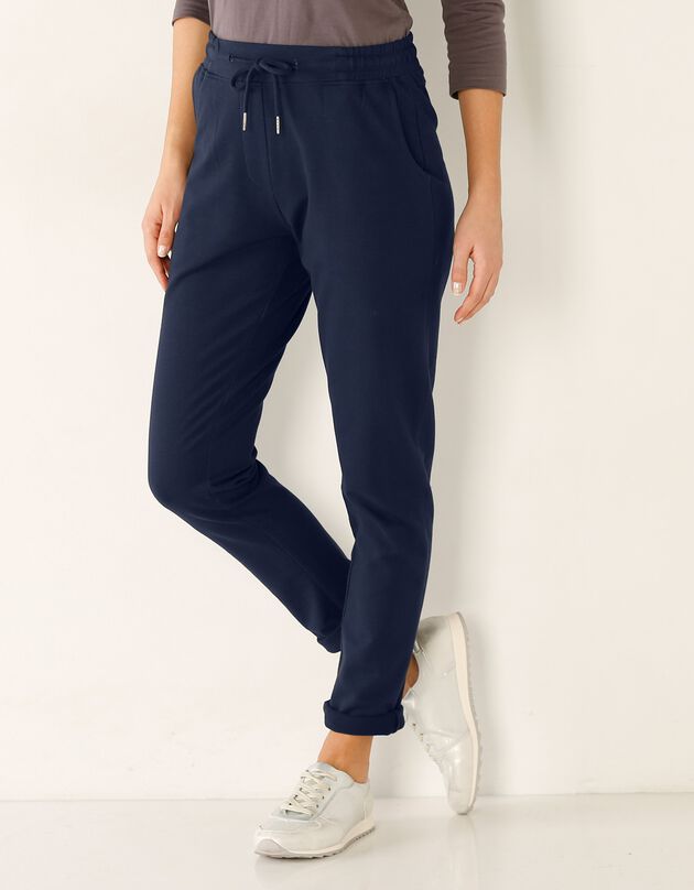 Pantalon jogpant ceinture élastiquée molleton  (marine)