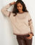 Pull loose bicolore, col rond (beige / chocolat)