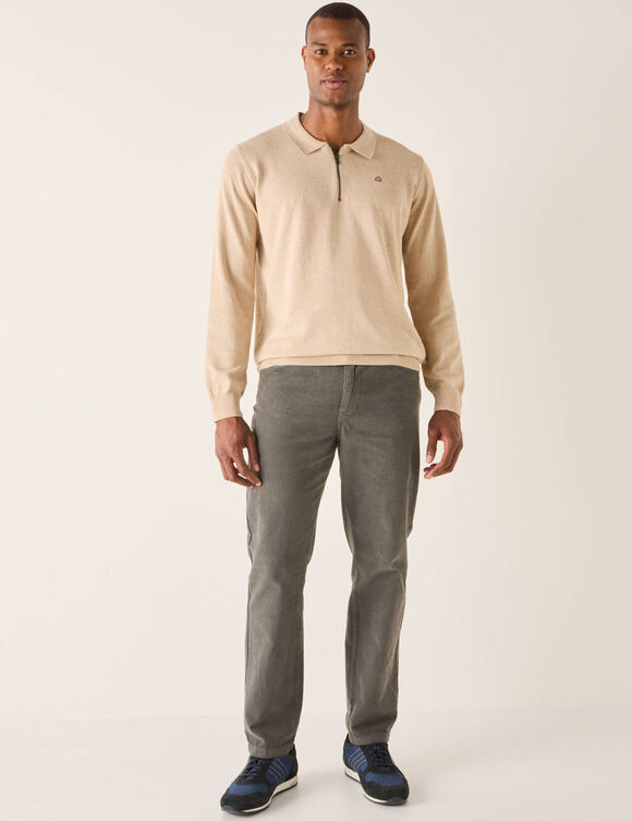 Pantalon 5 poches velours &eacute;lastiqu&eacute; c&ocirc;t&eacute;s - entrej. 77 cm (vert gris&eacute;)