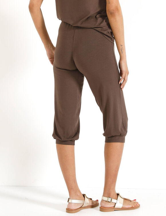Effen bolstaande 3/4-broek (chocolade)