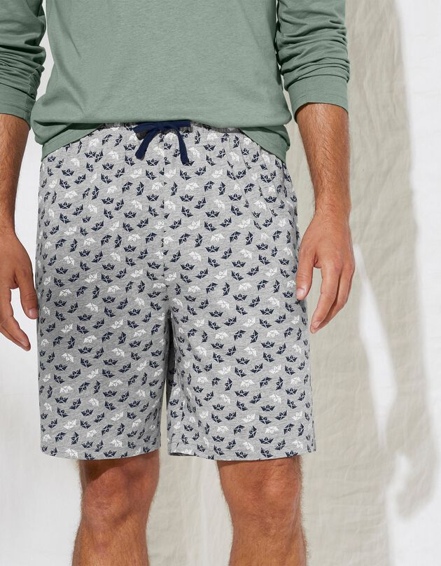 Short pyjama imprimé (gris / marine)