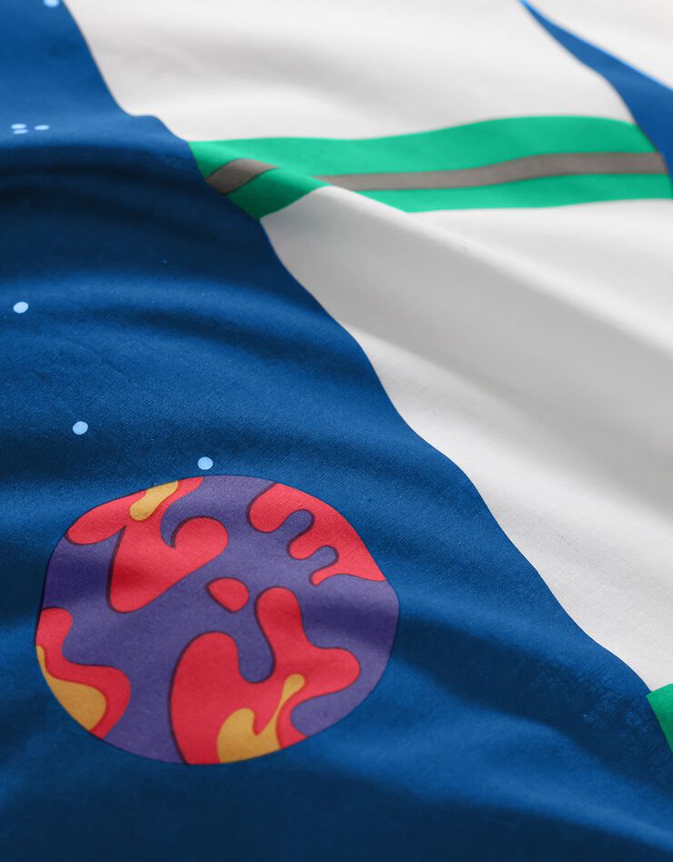 Bedlinnen voor kinderen met vermommingseffect Cosmos, in katoen (marine)