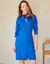 Robe pull boutonn&eacute;e, manches longues (bleu)